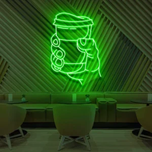 Holding Coffee Neon Light