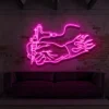 6 Hand Holding Tattoo Gun Neon Light