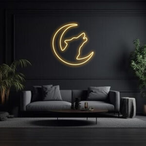 1 Dog Moon Neon Sign Light