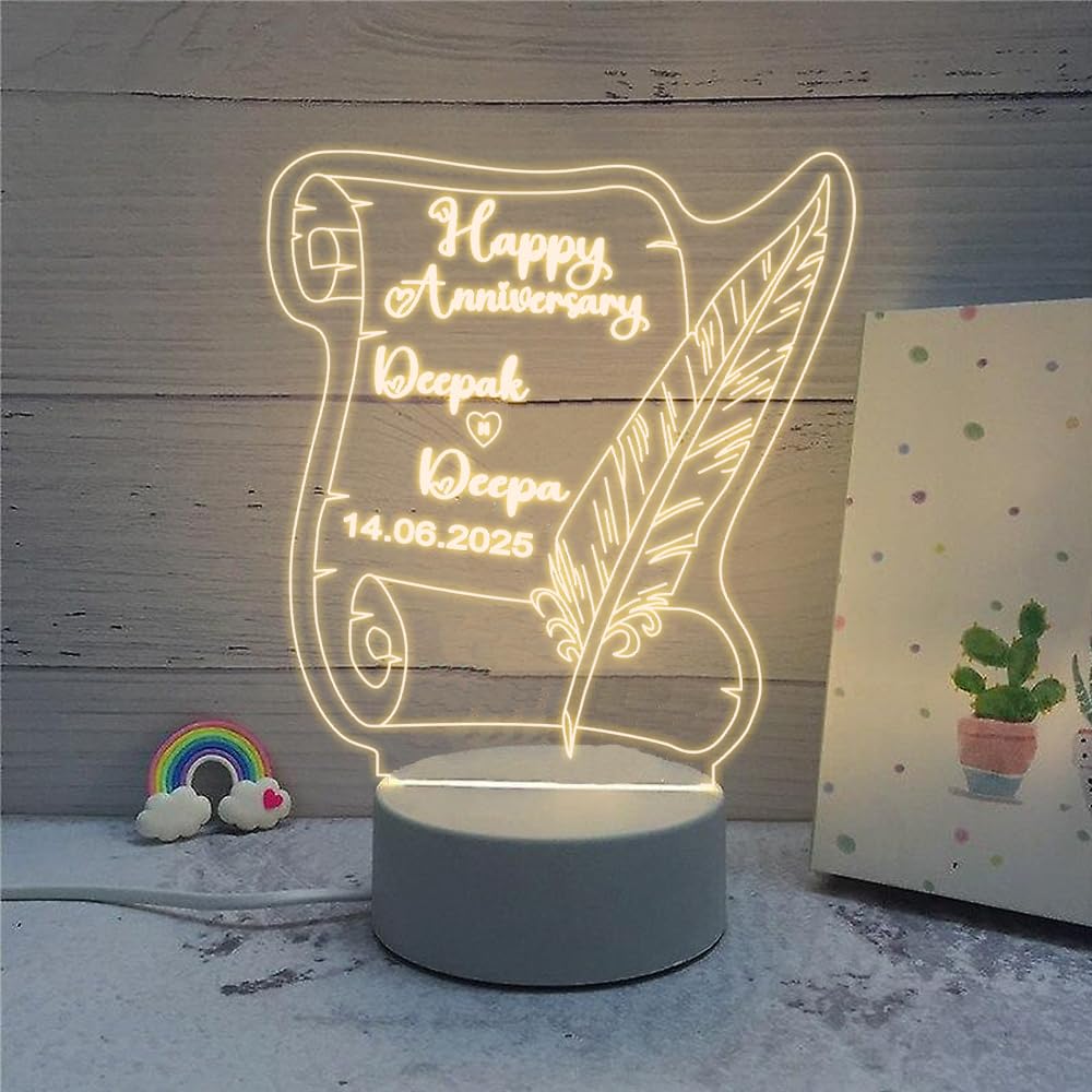 61Y2DbWxk1L._SL1000_ Happy Anniversary Personalized 3D Illusion LED Lamp with Name & Date